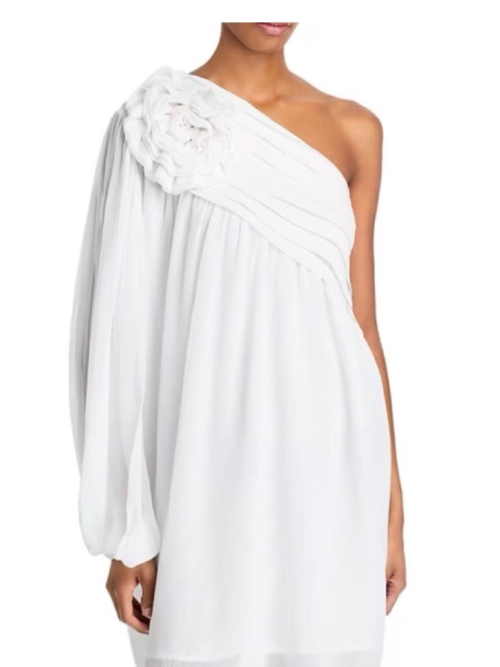 FARM Rio White One-Shoulder Floral Appliqué Dress ABSOLUTELY BEAUTIFUL & ELEGANT